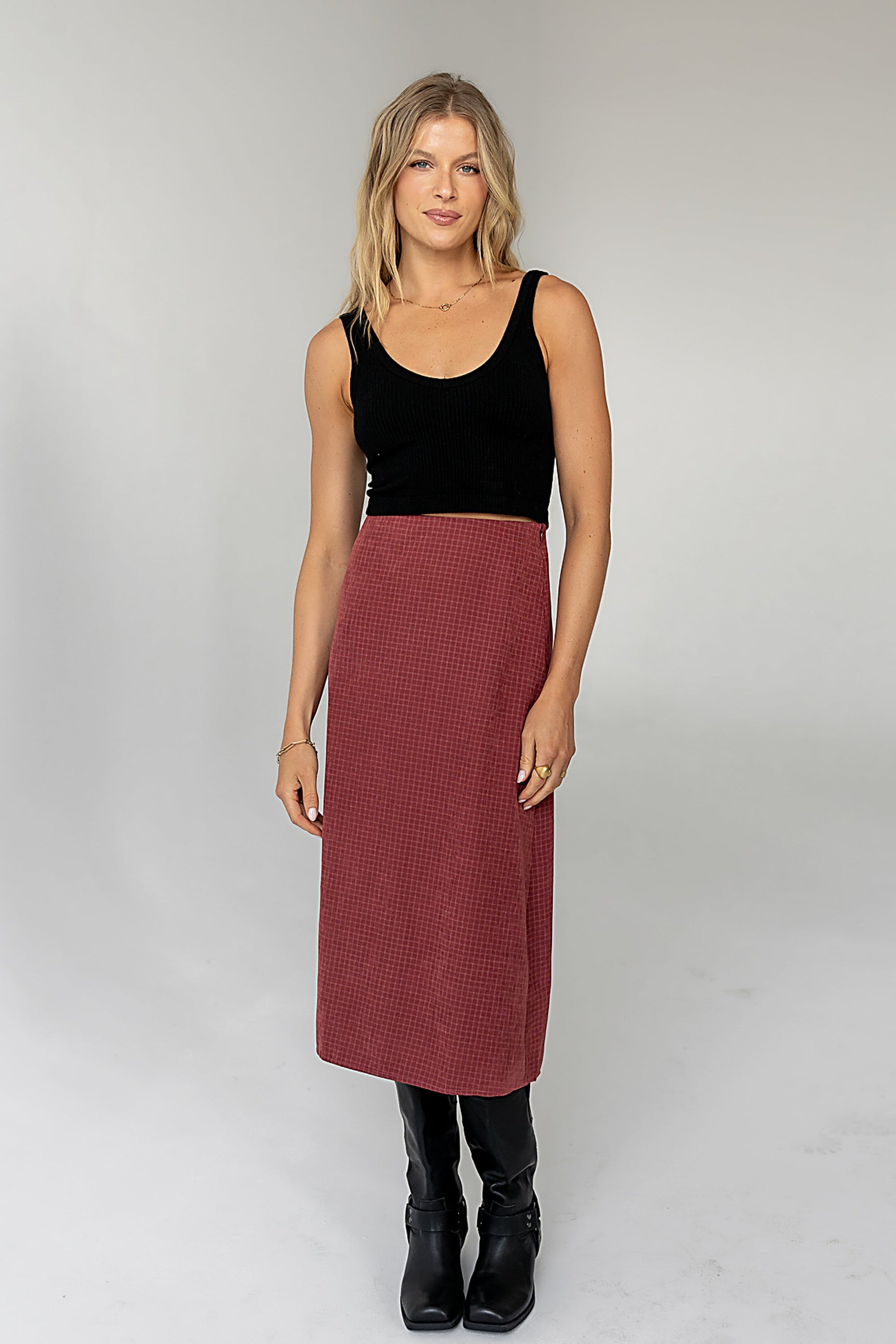Miley Midi Skirt in Maroon - FINAL SALE