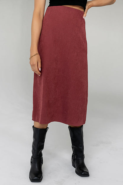 Miley Midi Skirt in Maroon - FINAL SALE
