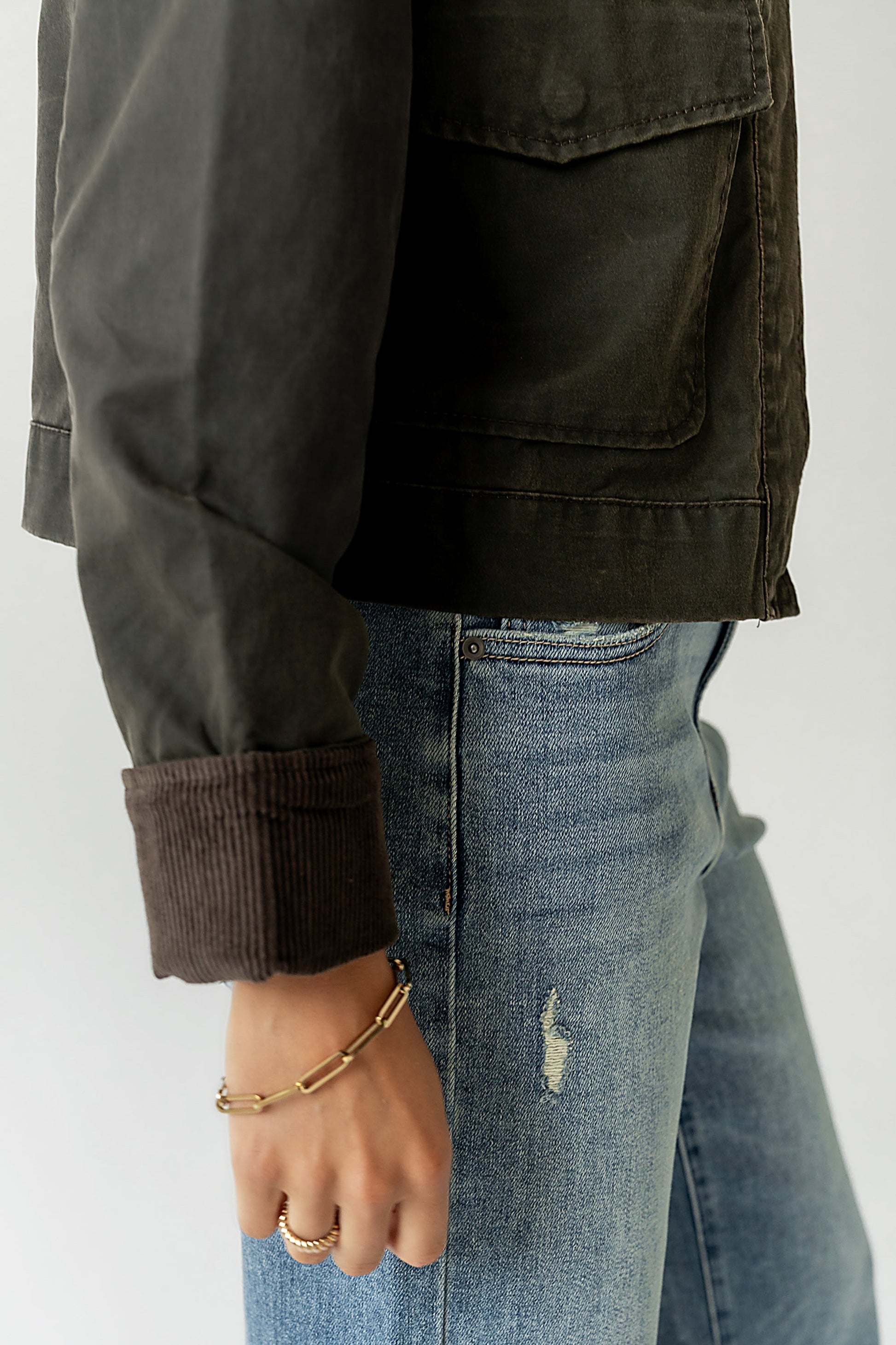 Krue Contrast Jacket in Olive - FINAL SALE