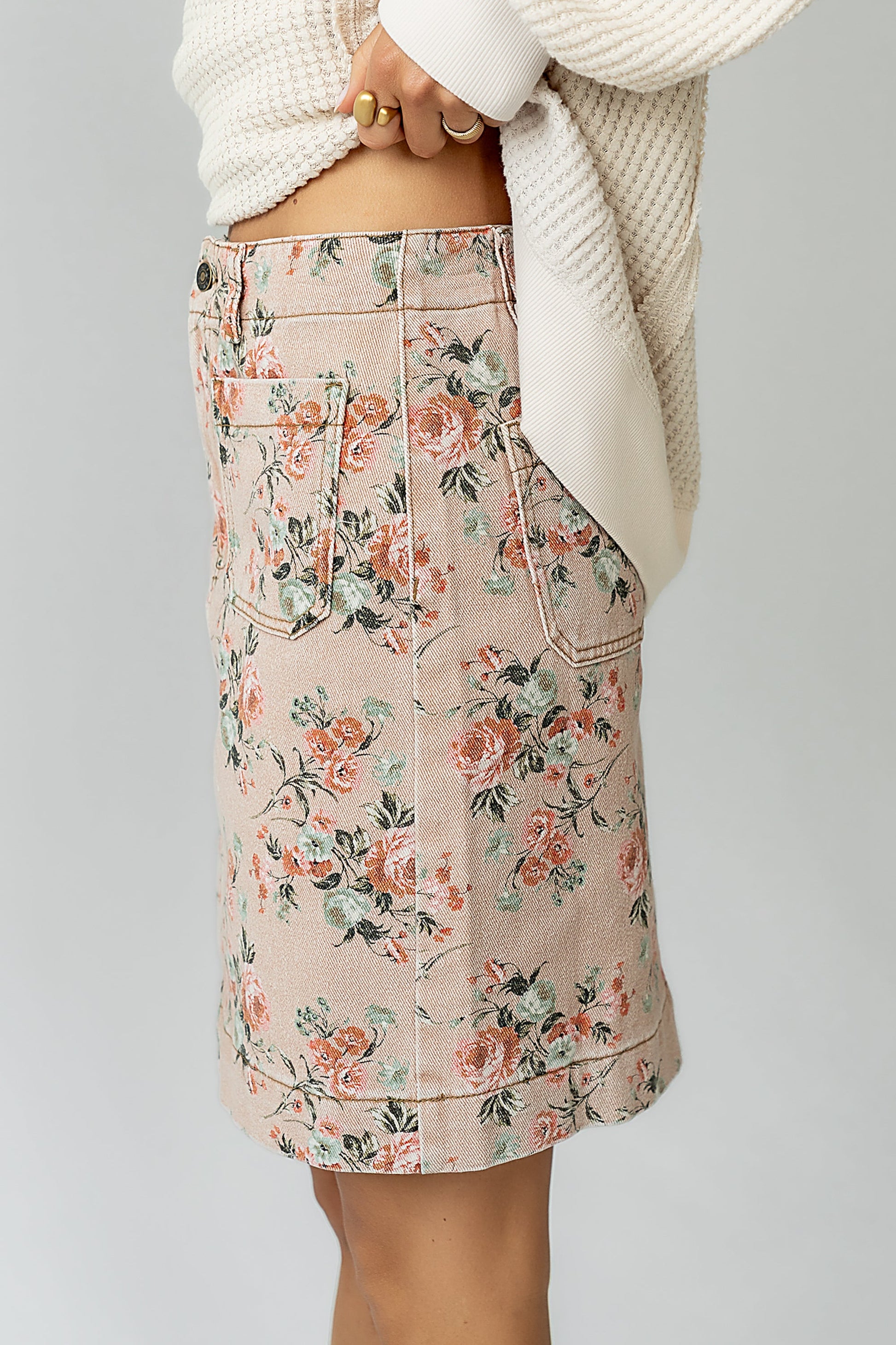 Juno Floral Mini Skirt in Clay - FINAL SALE