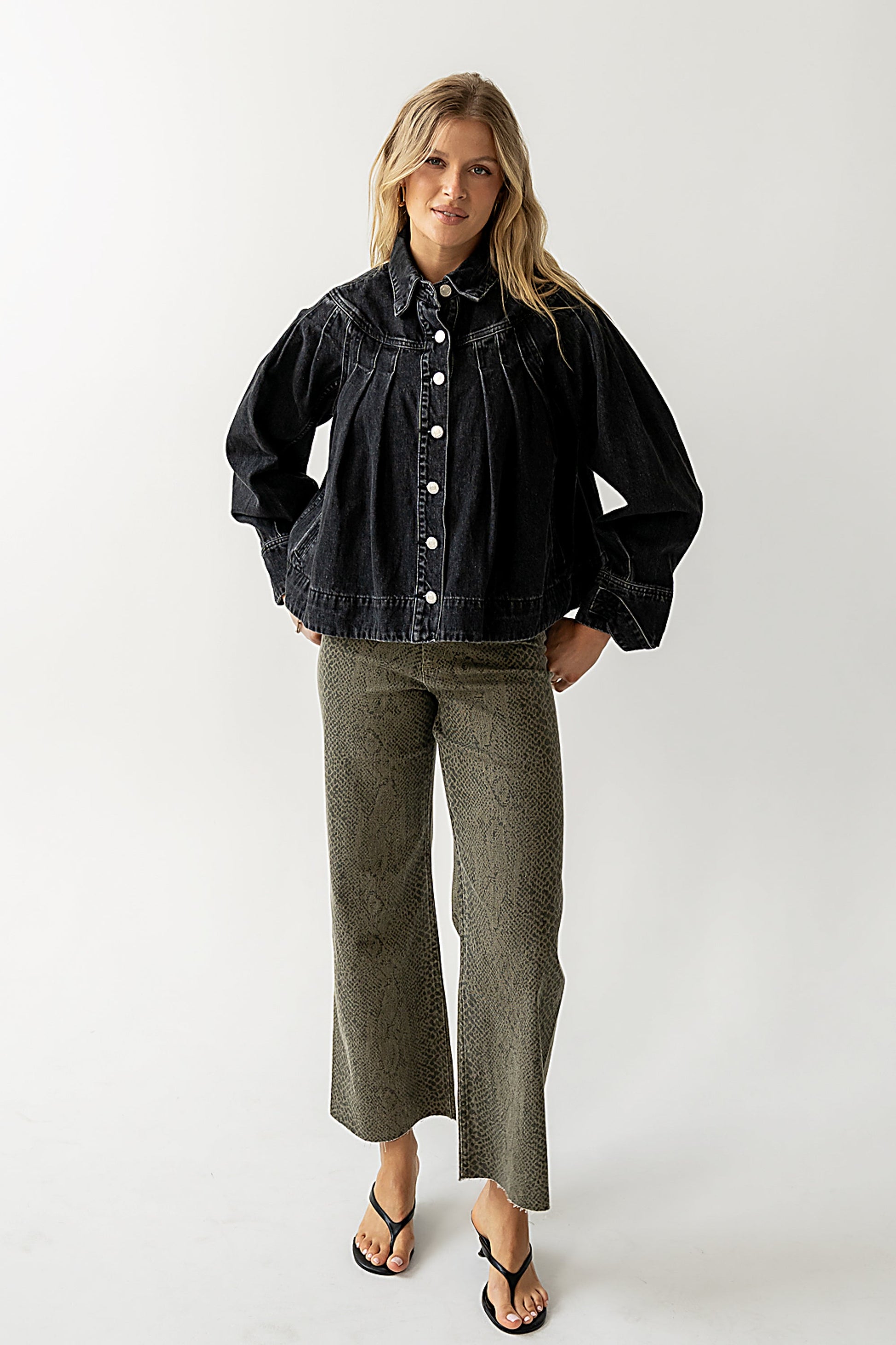 Lennon Denim Jacket in Washed Black - FINAL SALE