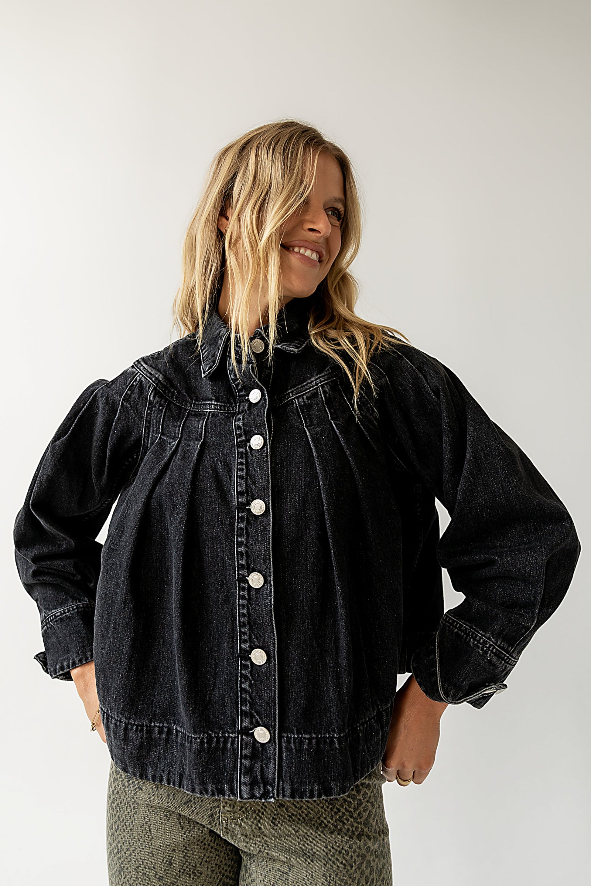 Lennon Denim Jacket in Washed Black - FINAL SALE