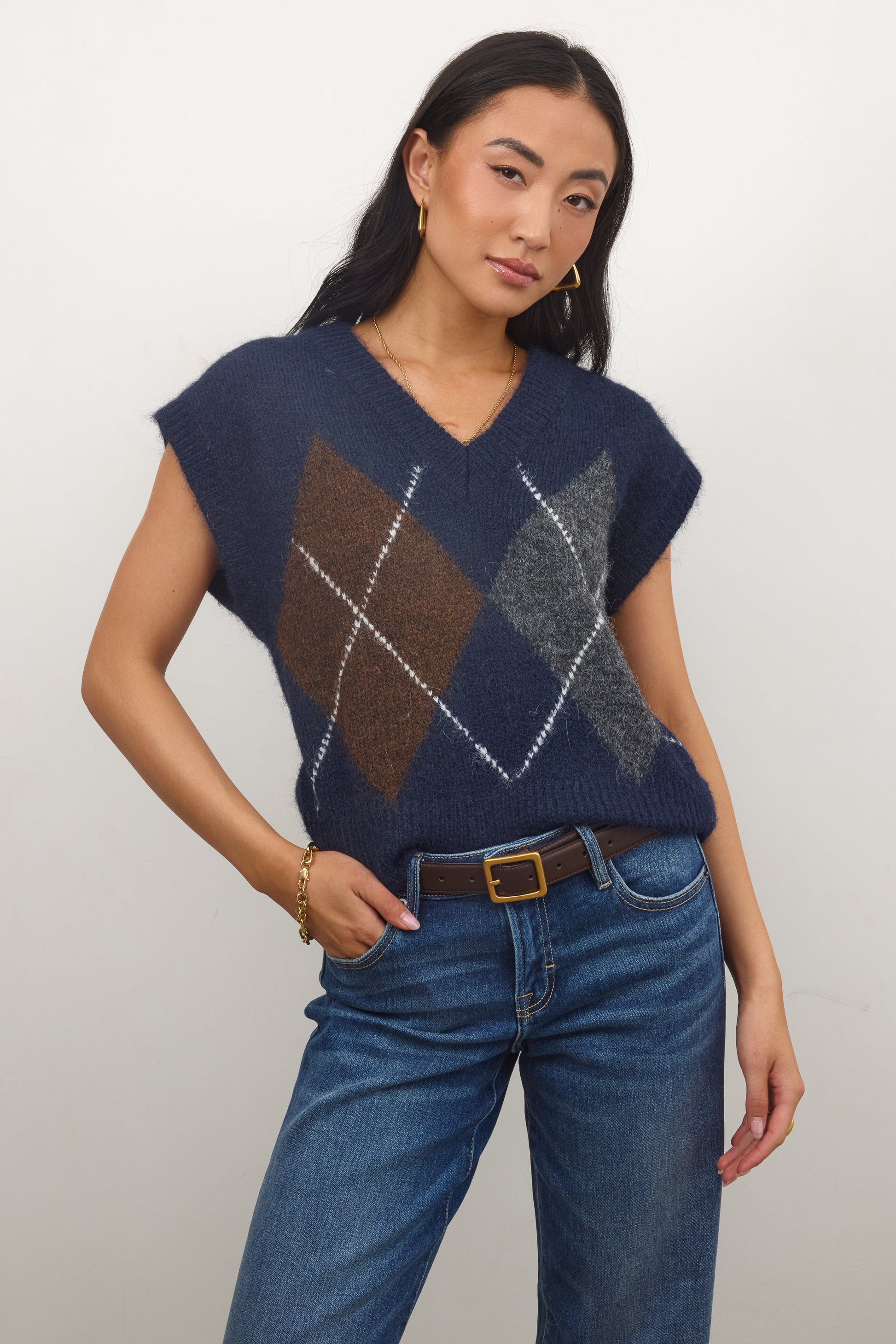 Jessie Sweater Vest in Navy - FINAL SALE