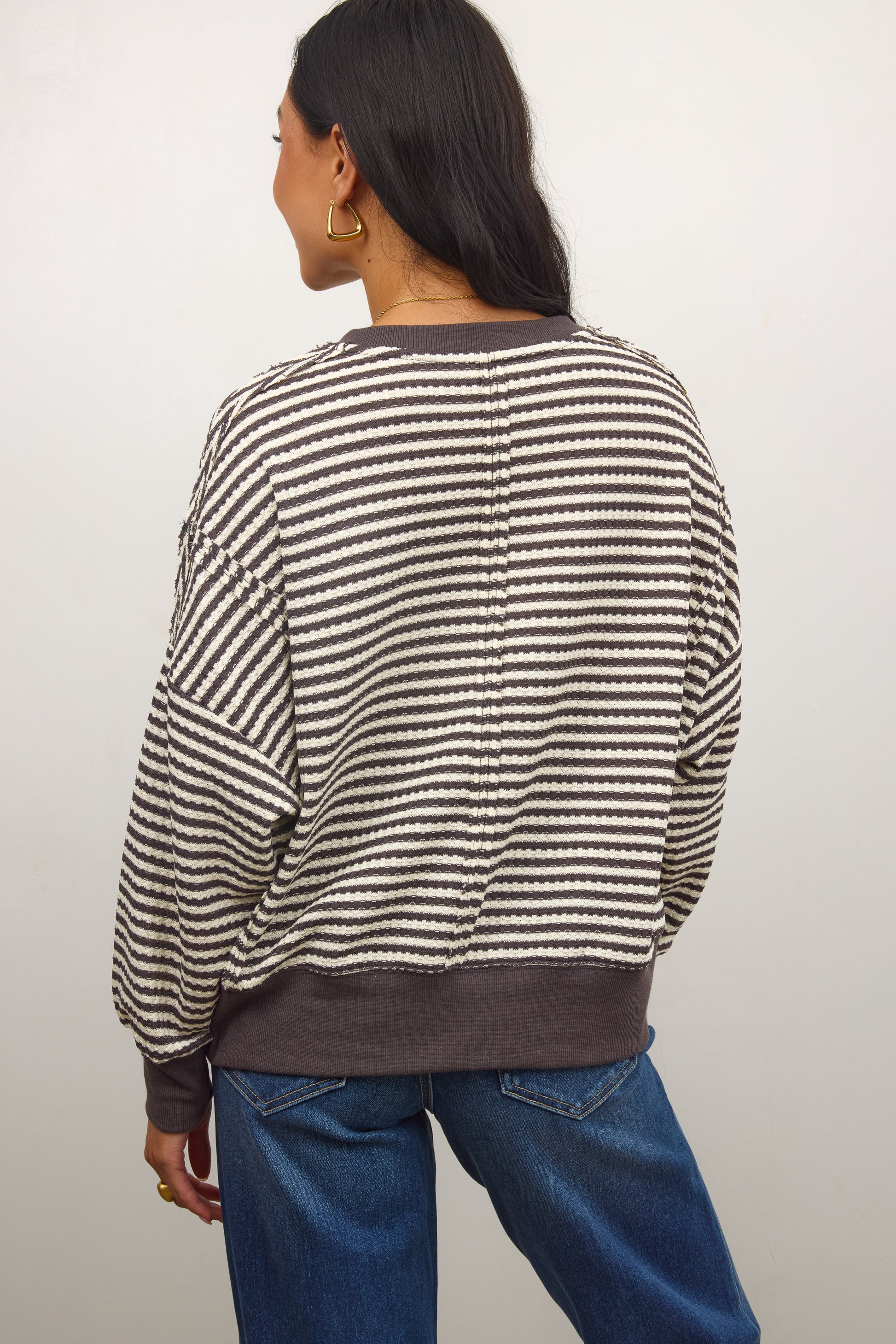 Wells Striped Top in Charcoal