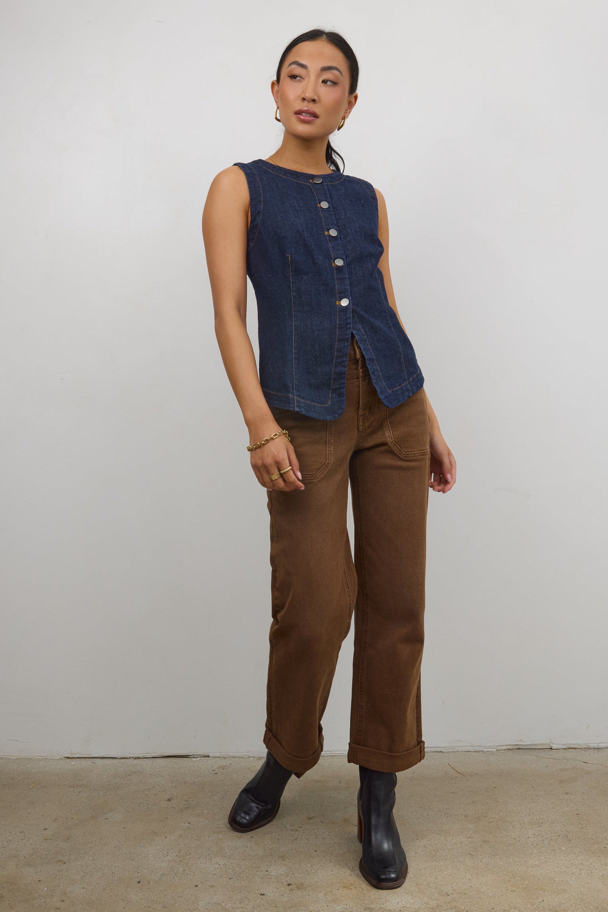 Amber Wide Leg Jeans in Brown - FINAL SALE