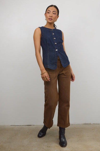 Amber Wide Leg Jeans in Brown - FINAL SALE