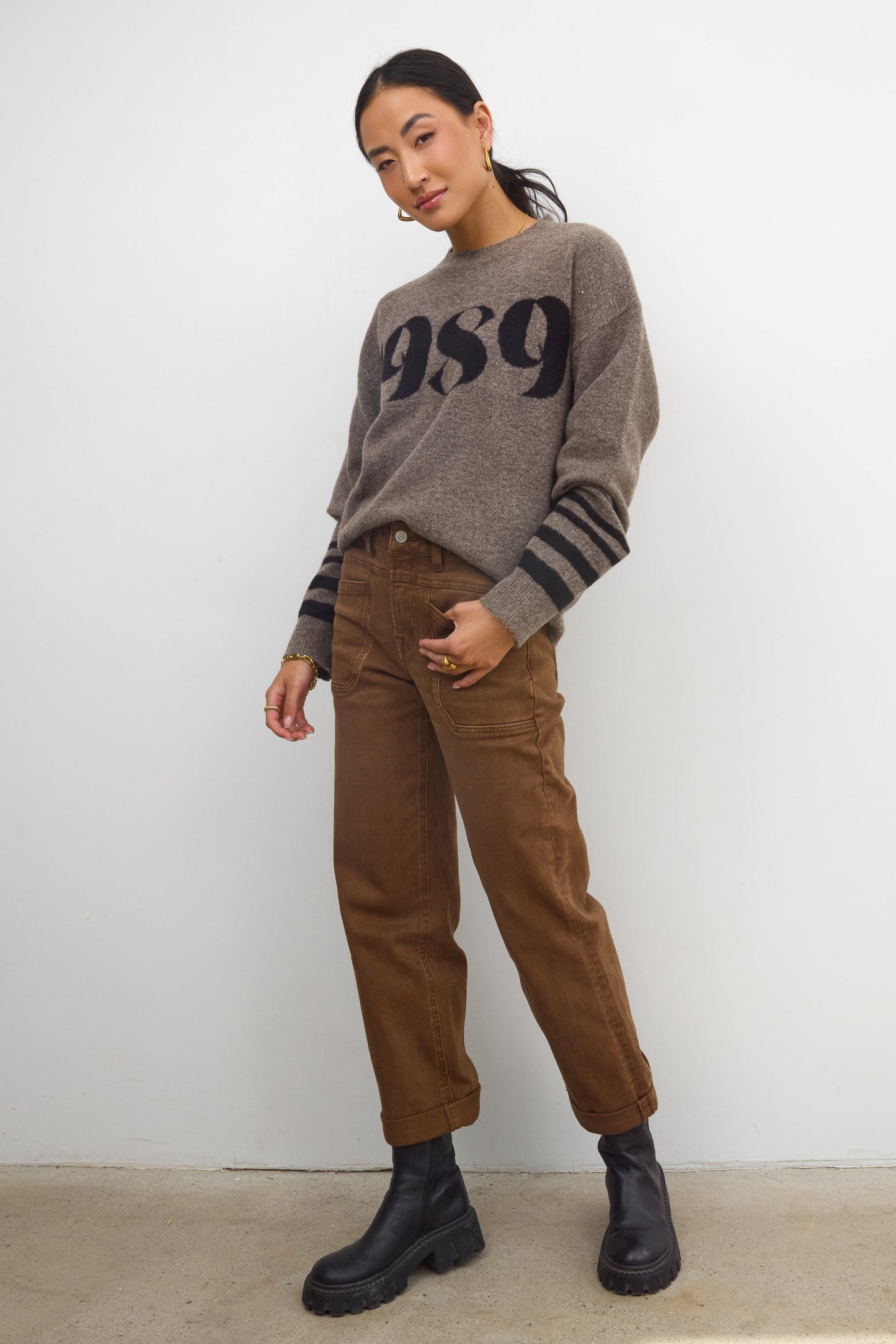 Amber Wide Leg Jeans in Brown - FINAL SALE