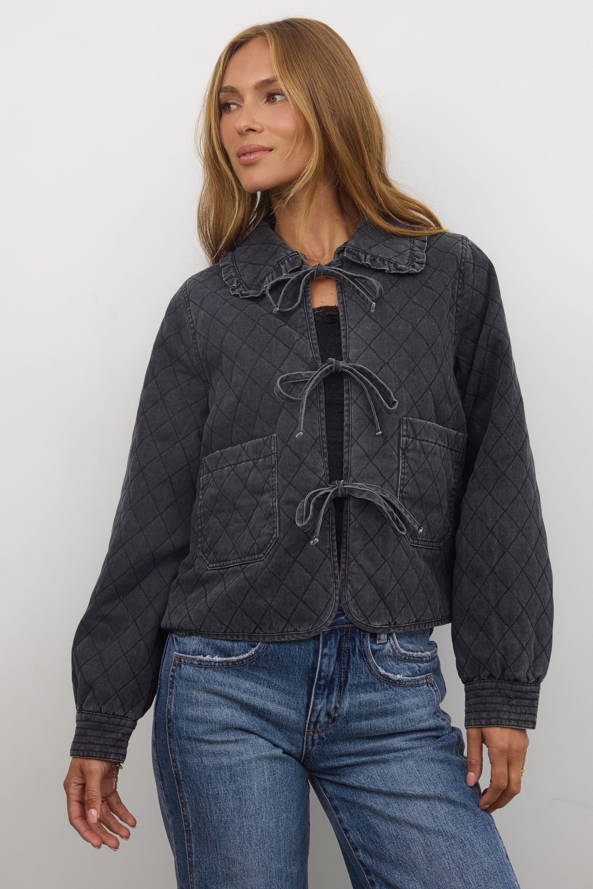 Tammy Collared Jacket in Faded Black - FINAL SALE