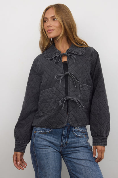 Tammy Collared Jacket in Faded Black - FINAL SALE