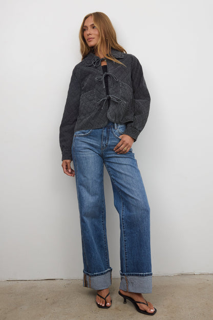 Tammy Collared Jacket in Faded Black - FINAL SALE