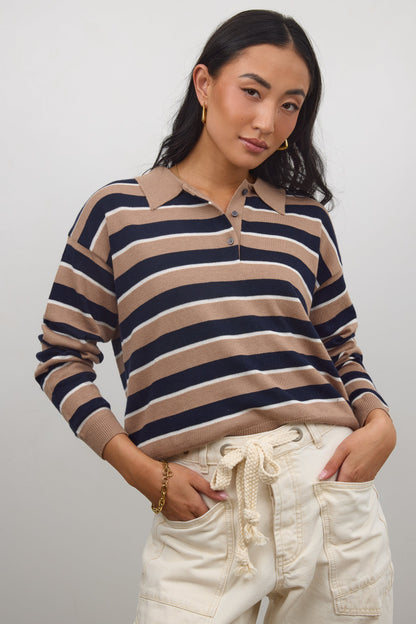 Morgan Striped Sweater in Taupe