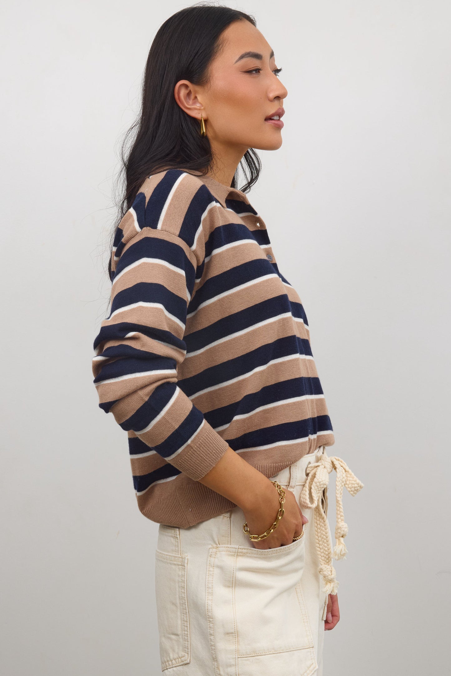 Morgan Striped Sweater in Taupe