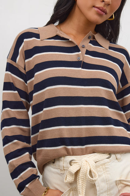 Morgan Striped Sweater in Taupe