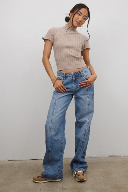 Amara Ribbed Top in Taupe