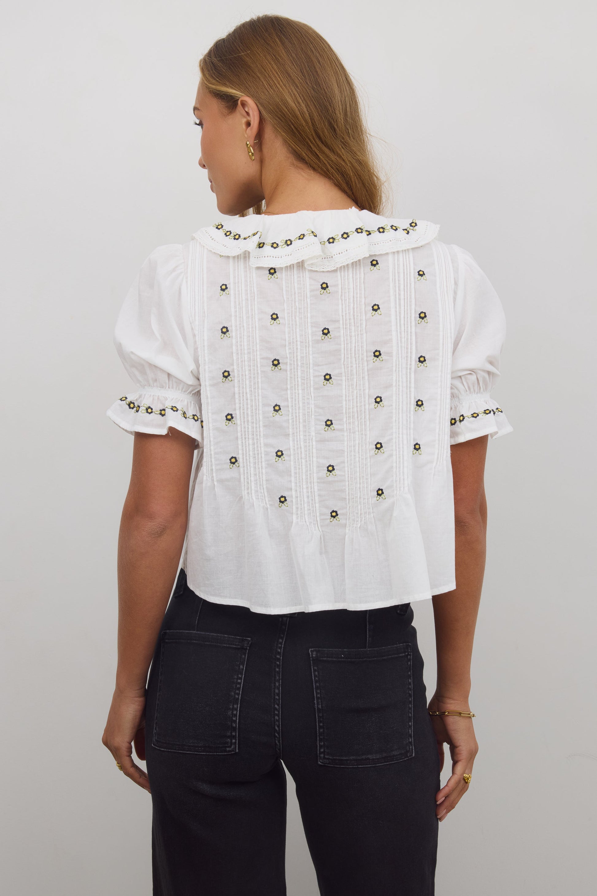 Suzie Embroidered Blouse in Off White - FINAL SALE