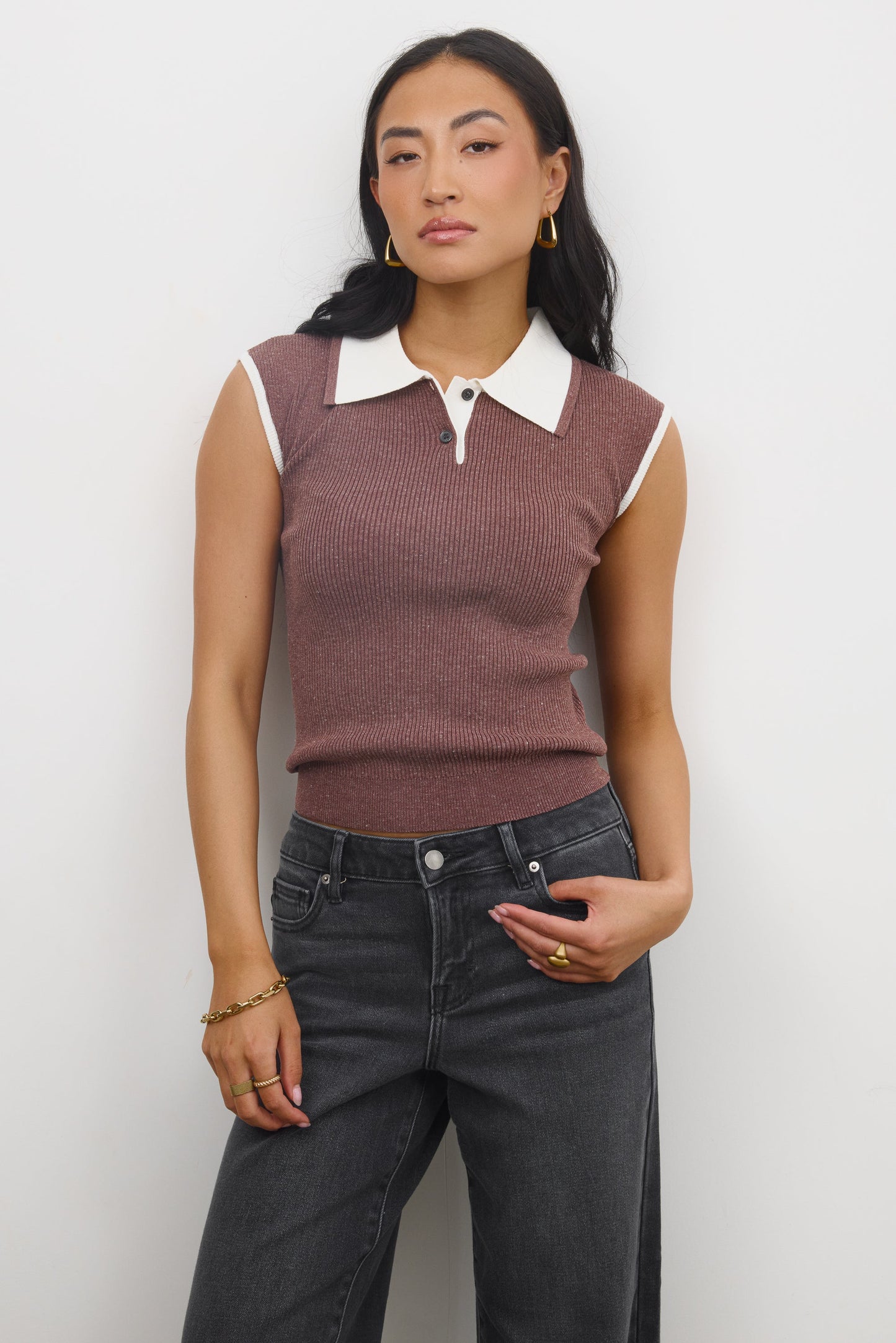 Becca Ribbed Top in Plum