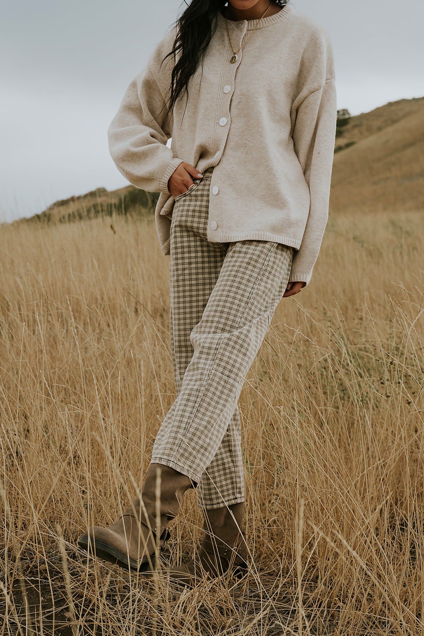 Nala Plaid Barrel Jeans - FINAL SALE