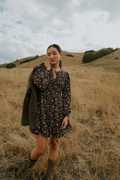 Myles Floral Mini Dress in Burgundy - FINAL SALE
