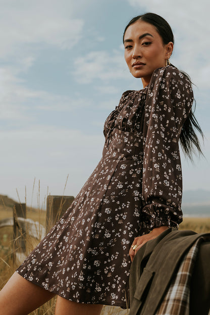 Myles Floral Mini Dress in Burgundy - FINAL SALE