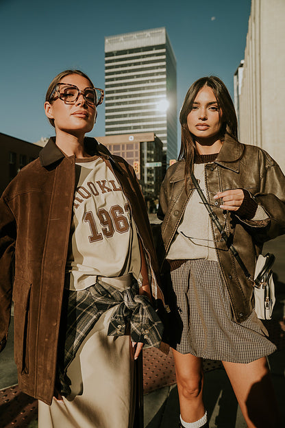Carly Vegan Leather Jacket in Brown - FINAL SALE