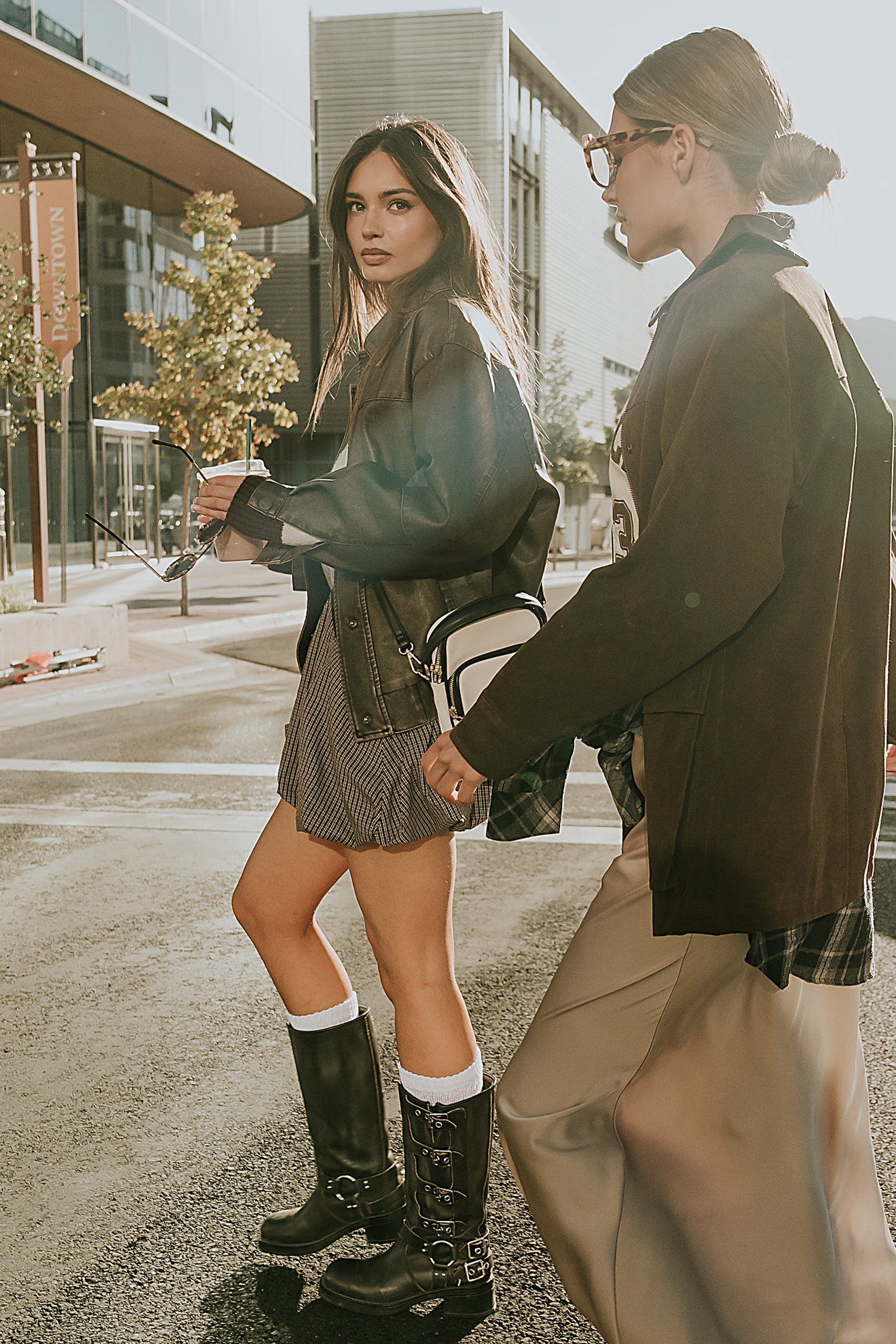 Carly Vegan Leather Jacket in Brown - FINAL SALE