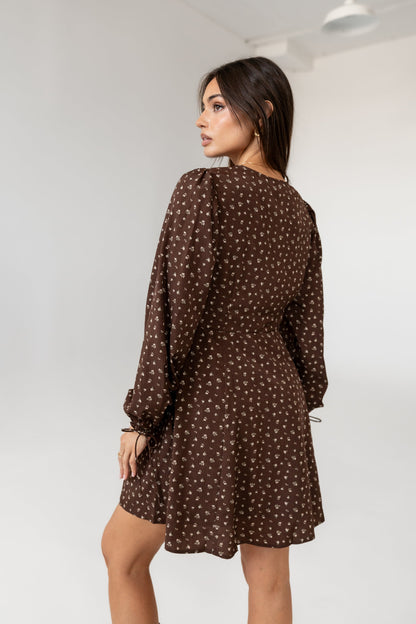 Myles Floral Mini Dress in Burgundy - FINAL SALE