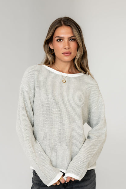 Mandy Contrast Sweater in Grey - FINAL SALE