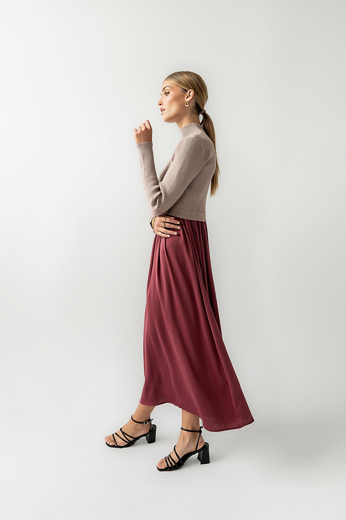 Zeda Midi Dress in Wine - FINAL SALE