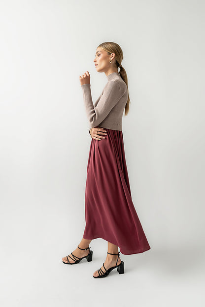 Zeda Midi Dress in Wine - FINAL SALE