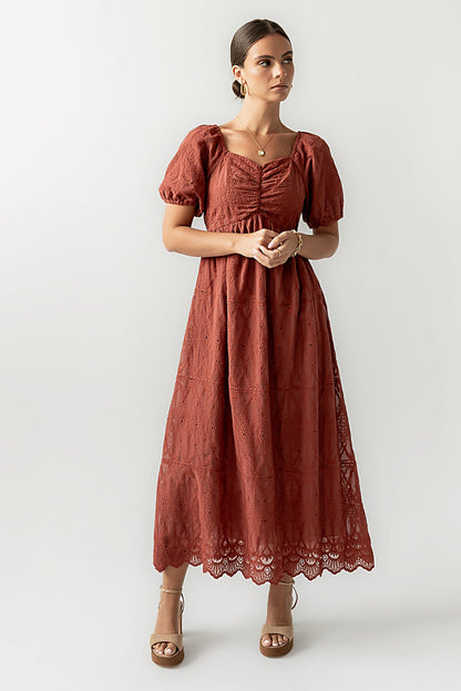 Luca Embroidered Maxi Dress in Dark Berry - FINAL SALE