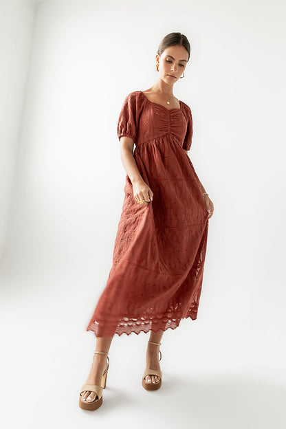 Luca Embroidered Maxi Dress in Dark Berry - FINAL SALE