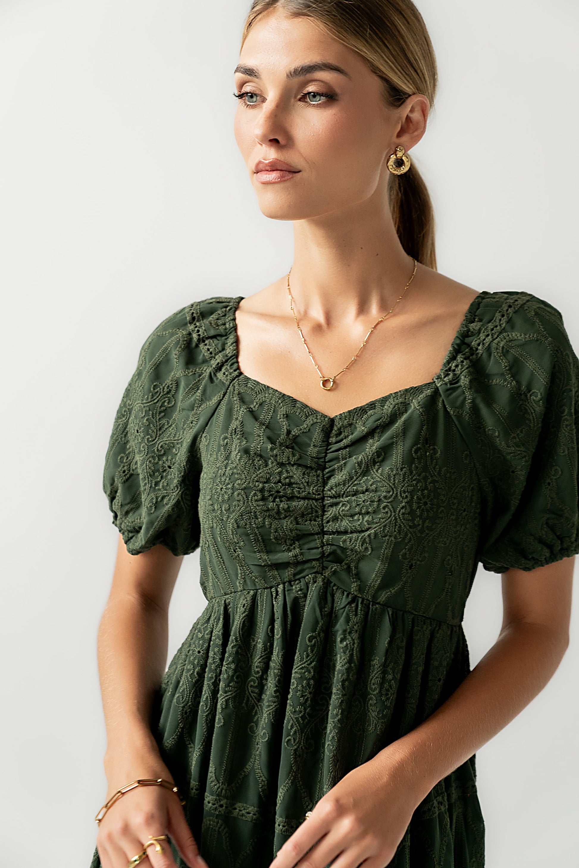 Luca Embroidered Maxi Dress in Hunter Green - FINAL SALE