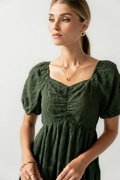 Luca Embroidered Maxi Dress in Hunter Green - FINAL SALE