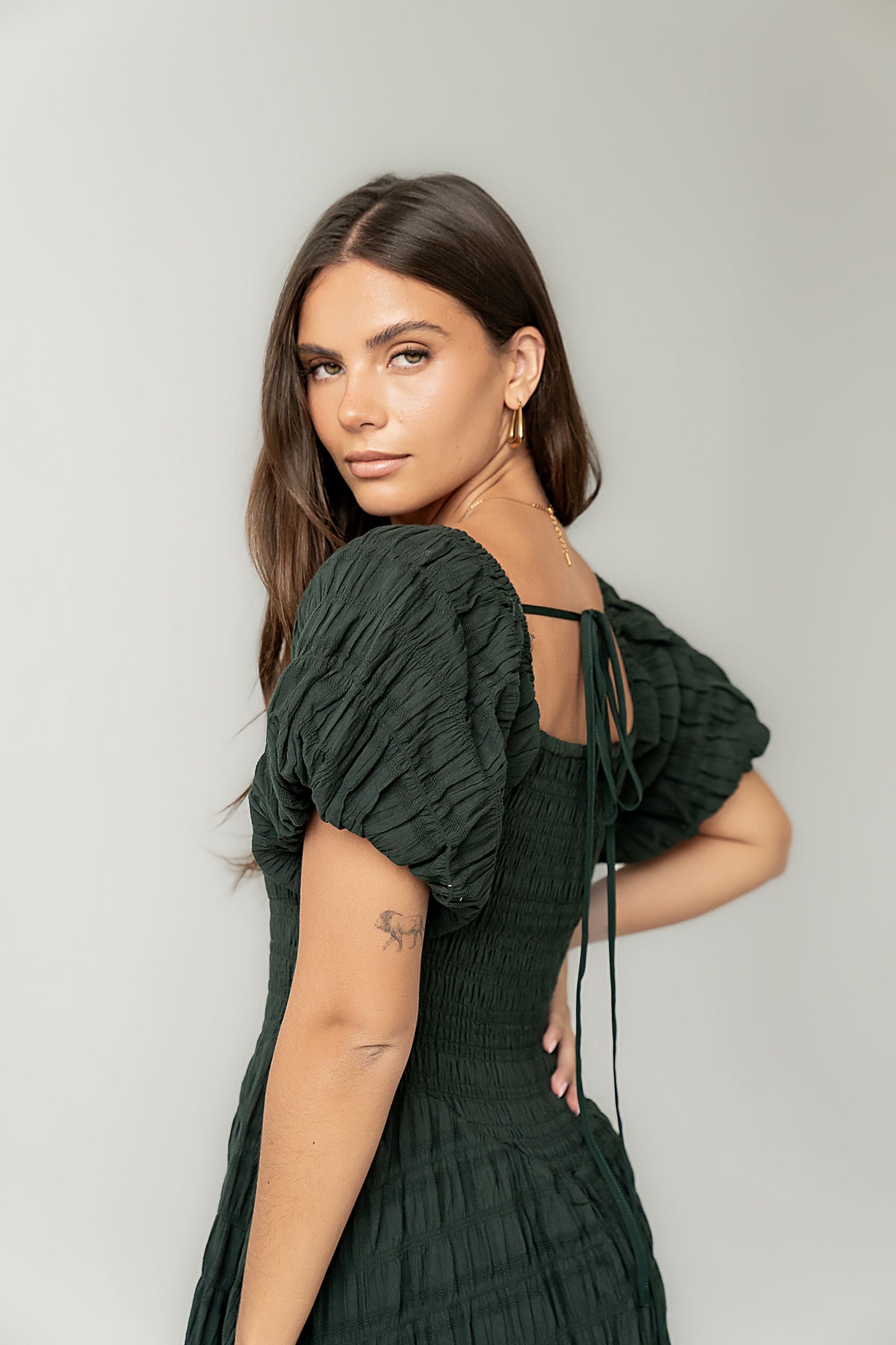 Beckie Smocked Maxi Dress in Green - FINAL SALE
