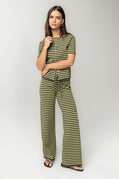 Ireland Striped Wide Leg Pants in Green - FINAL SALE