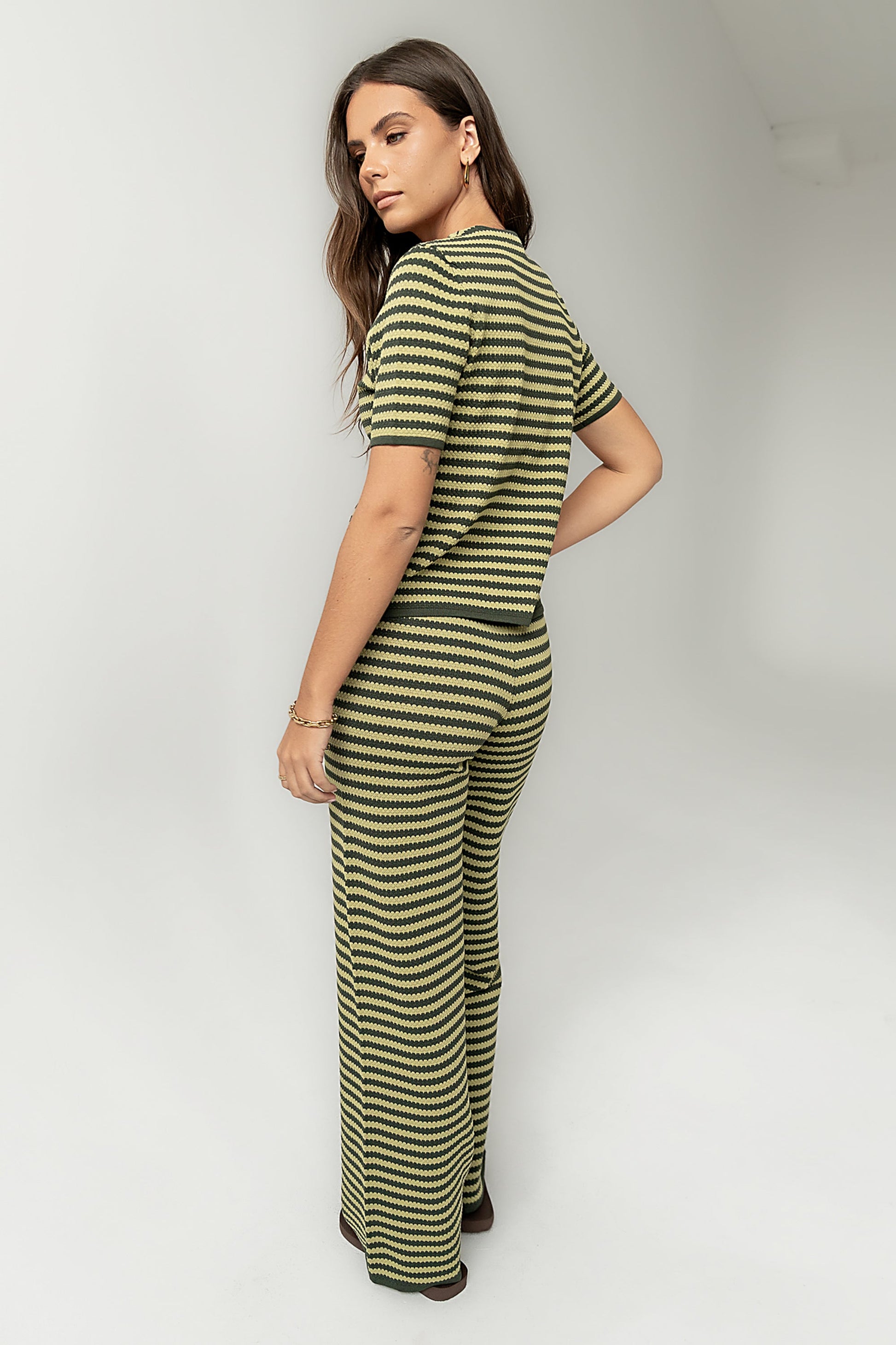 Ireland Striped Wide Leg Pants in Green - FINAL SALE