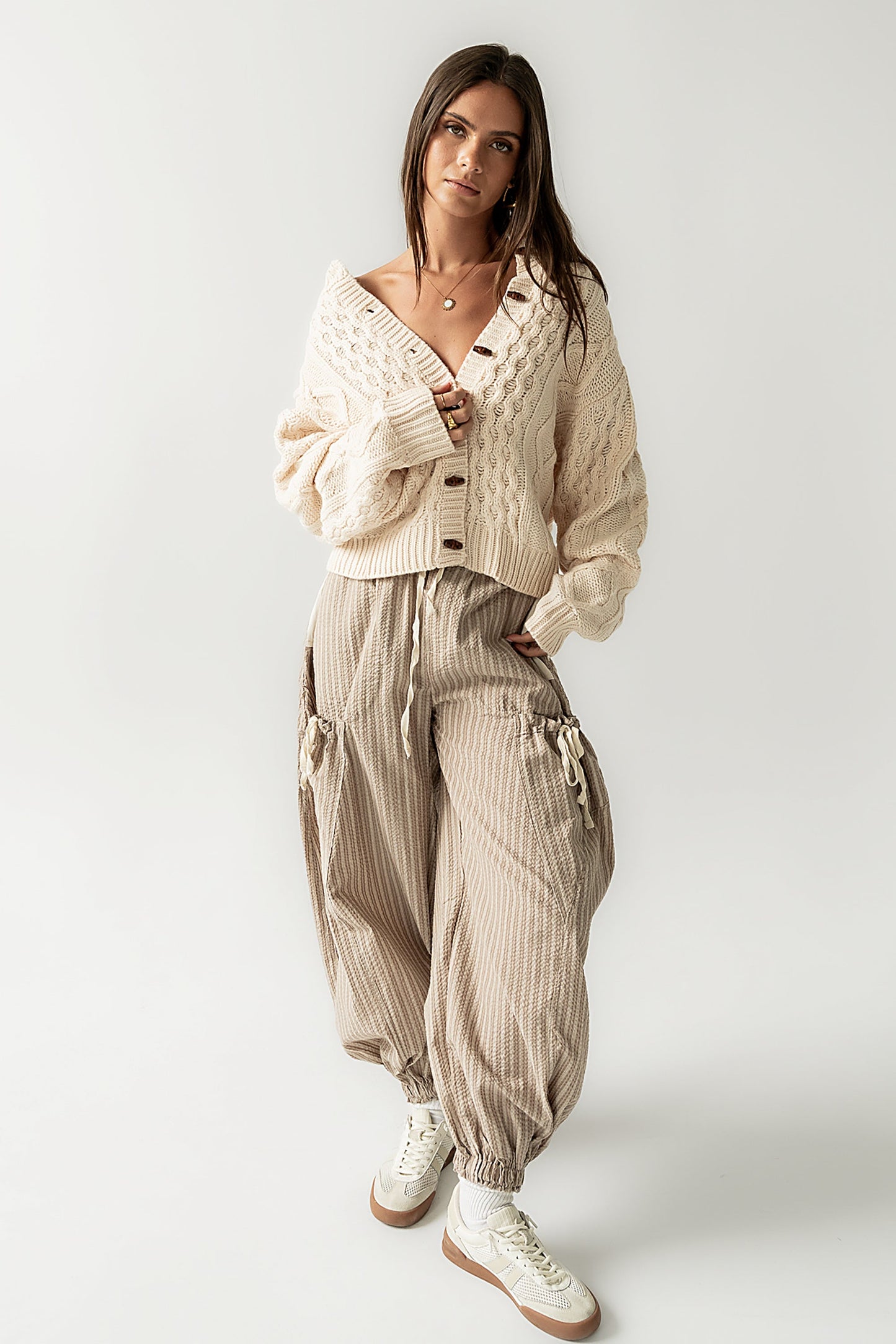 Noah Cable Knit Cardigan in Cream - FINAL SALE