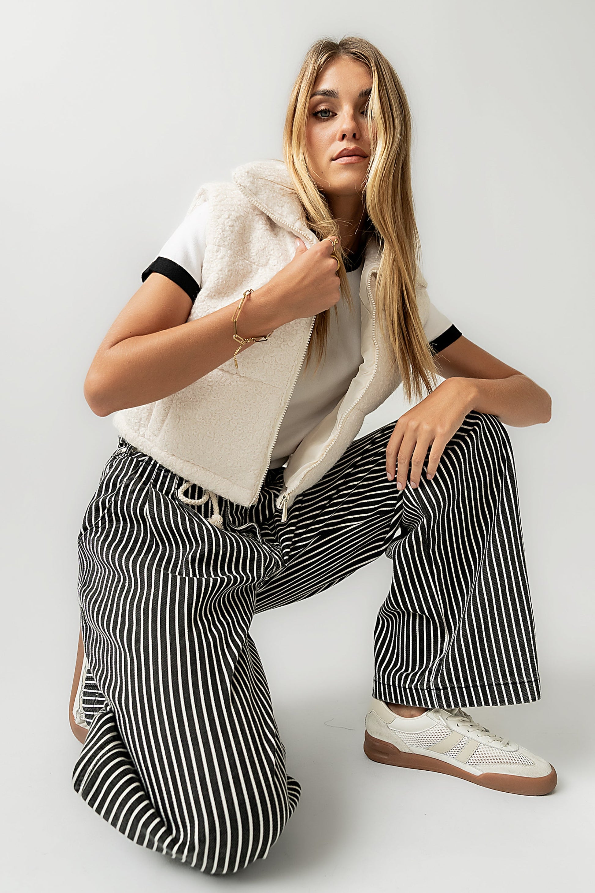 Nolan Puffer Vest in Ivory - FINAL SALE