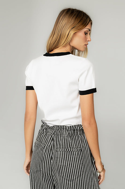 Maddie Ringer Sweater Top in Ivory - FINAL SALE