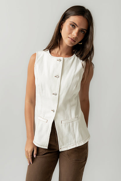 Hudson Denim Vest in White - FINAL SALE