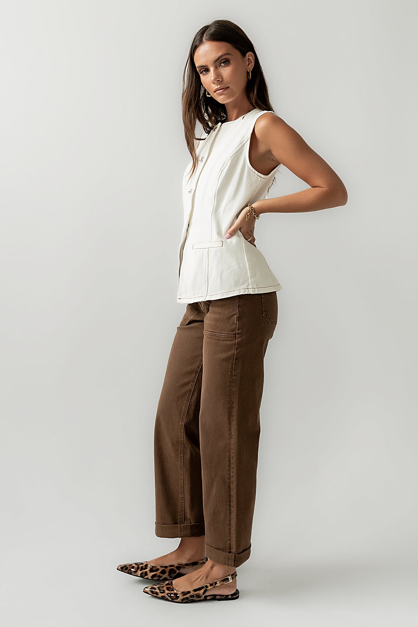 Hudson Denim Vest in White - FINAL SALE
