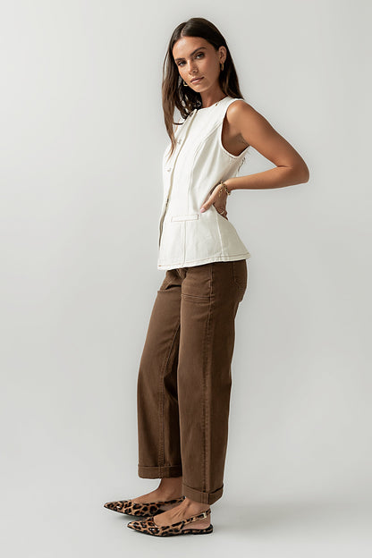 Hudson Denim Vest in White - FINAL SALE