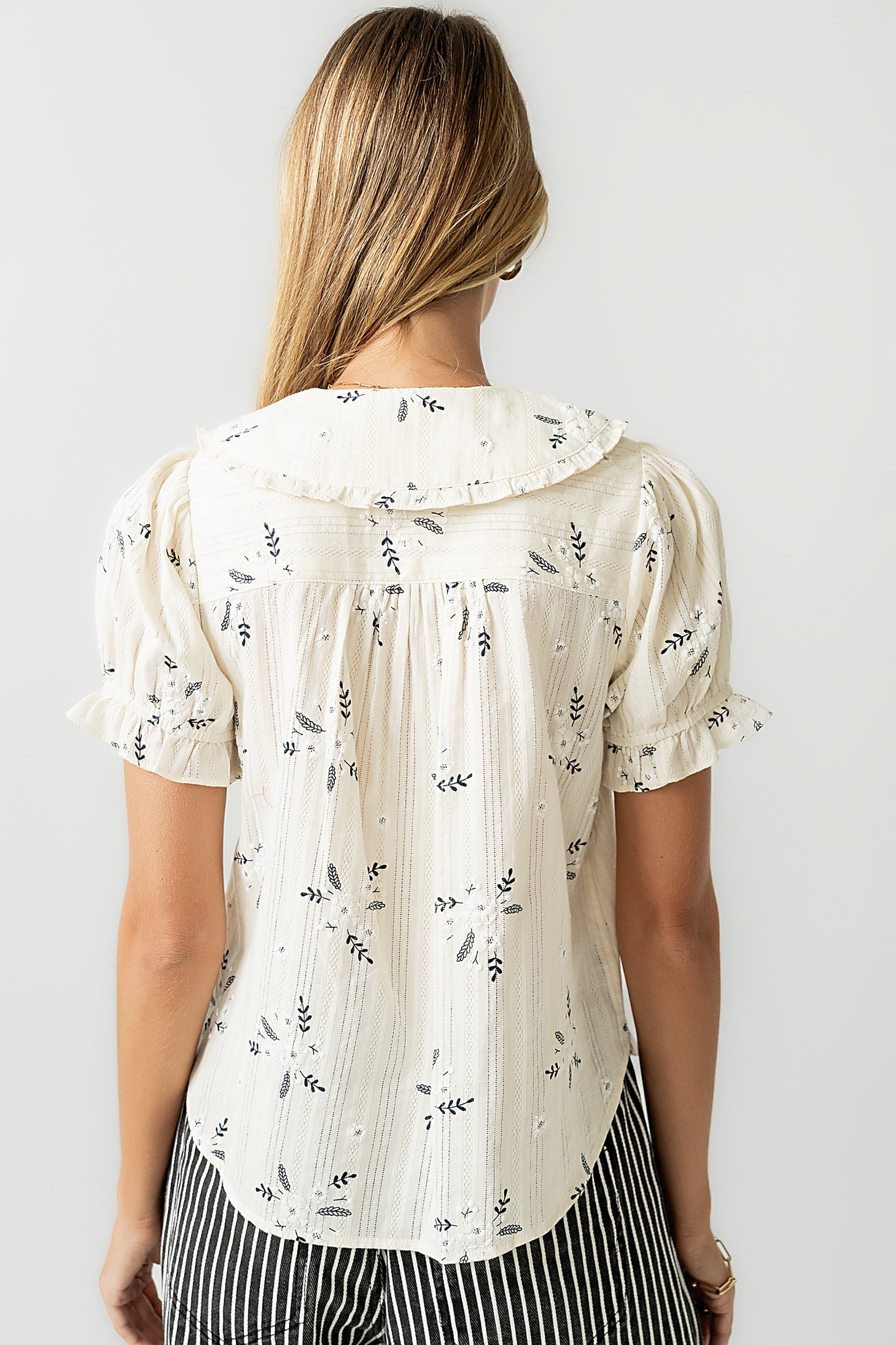 Nelly Floral Blouse in Cream - FINAL SALE