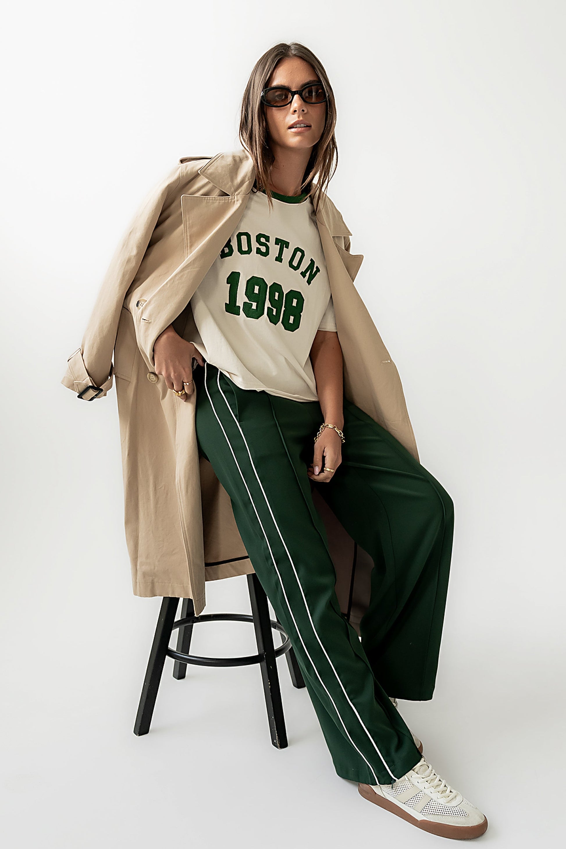 Boston Oversized Graphic Tee in Green - FINAL SALE
