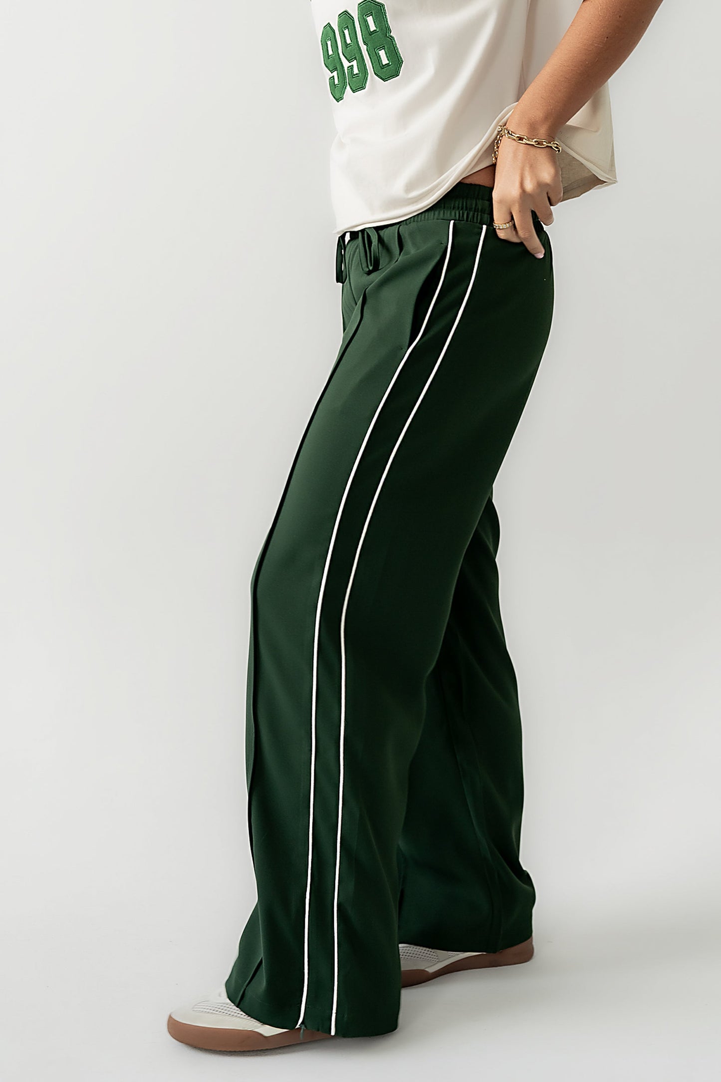 Emily Striped Wide Leg Pants in Green
