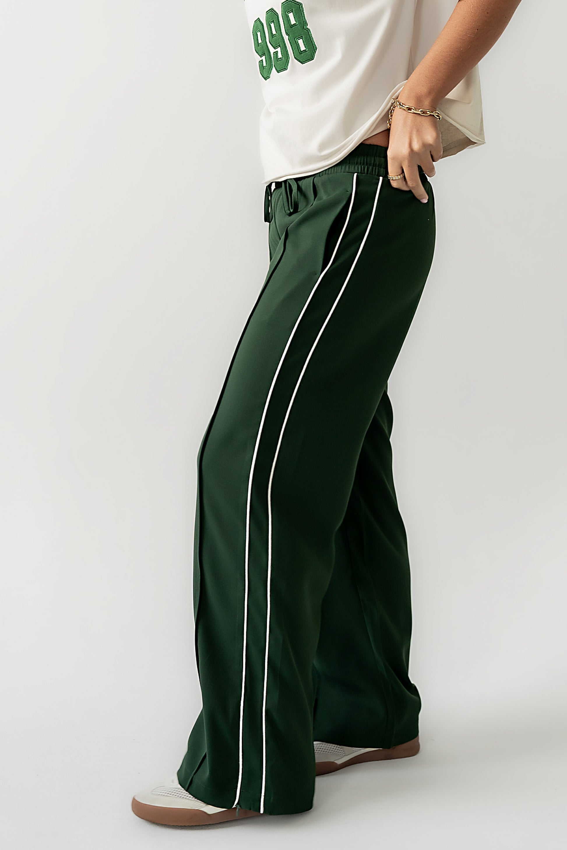 Emily Striped Wide Leg Pants in Green