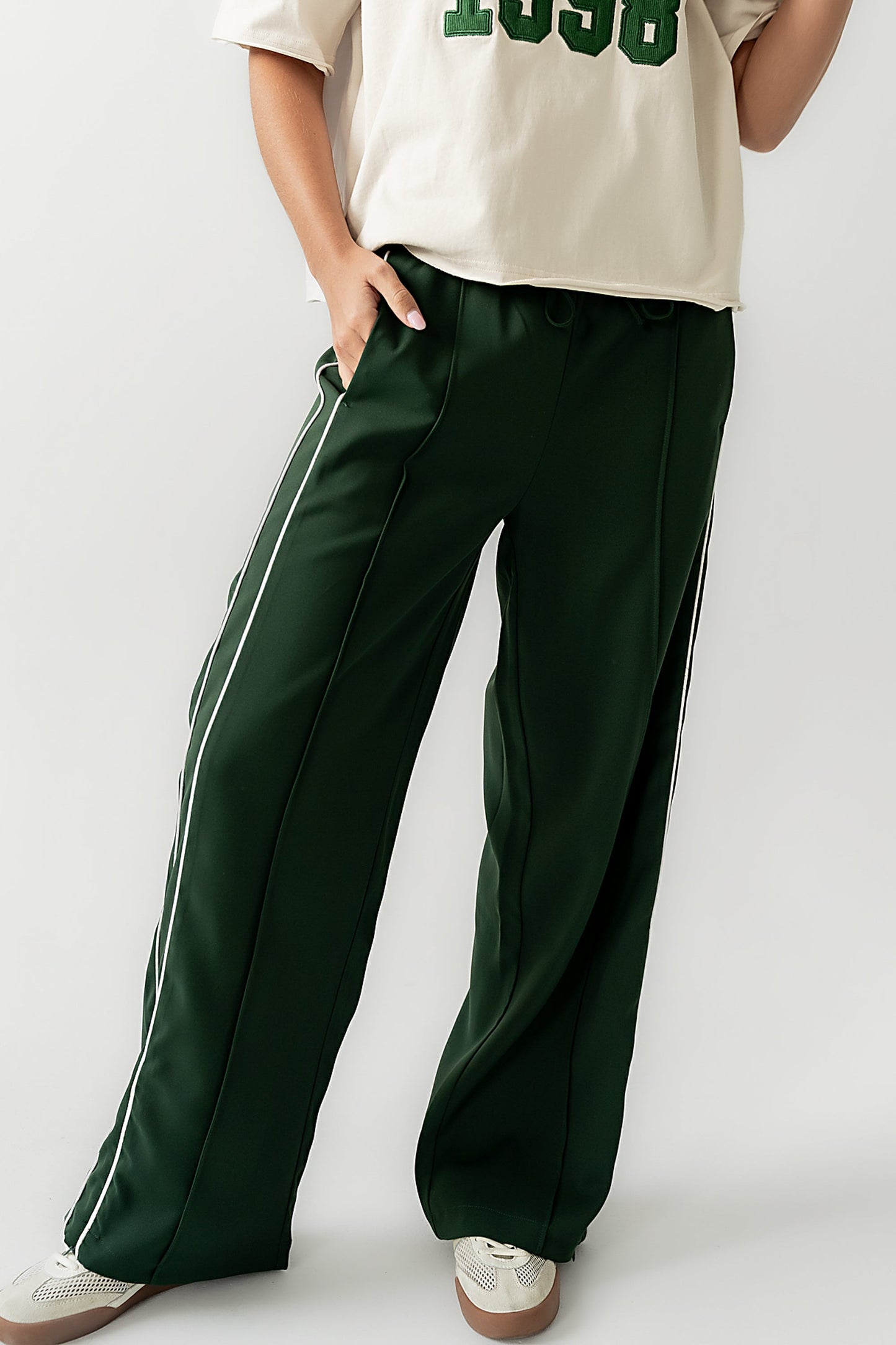 Emily Striped Wide Leg Pants in Green