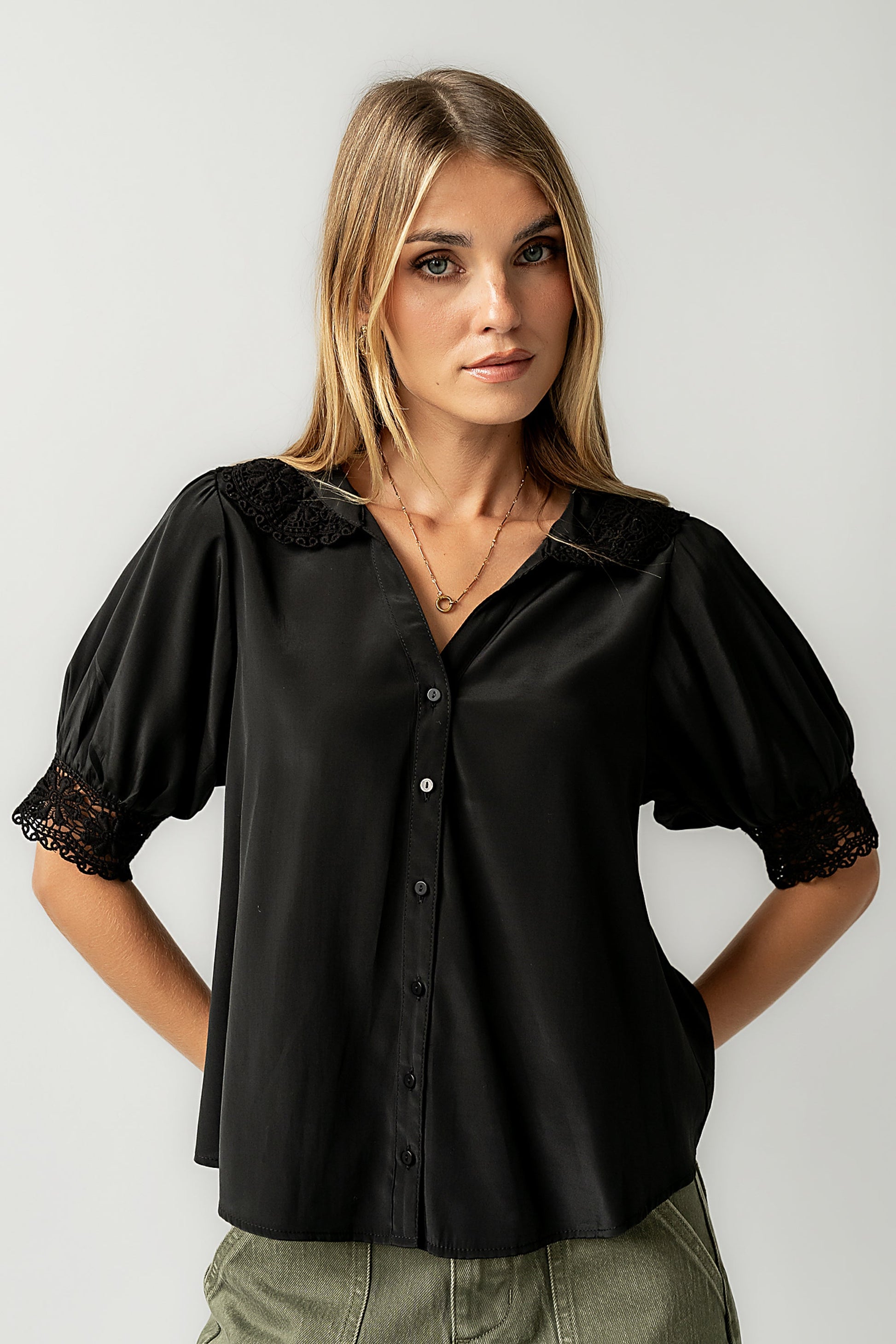 Zayne Button Up in Black