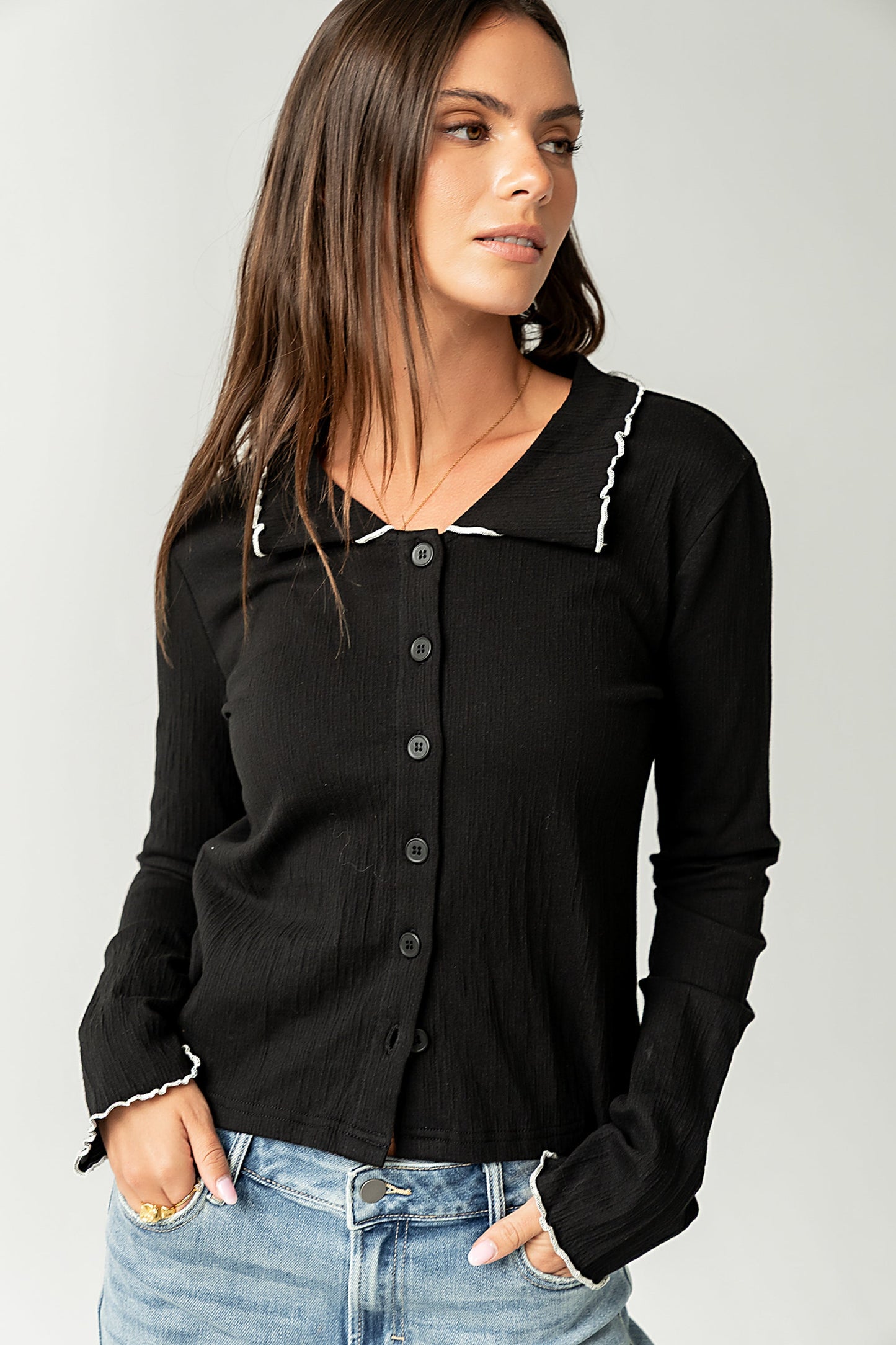 Jazmine Contrast Top in Black