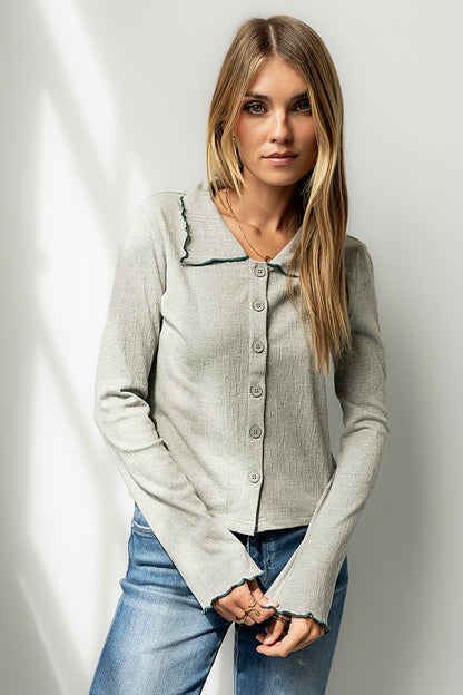 Jazmine Contrast Top in Grey - FINAL SALE